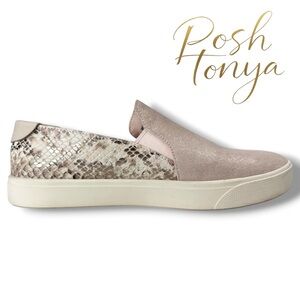 Cole Haan Grand Pink Shimmer Suede Snake Slip On Sneakers Size 6.5 Comfort